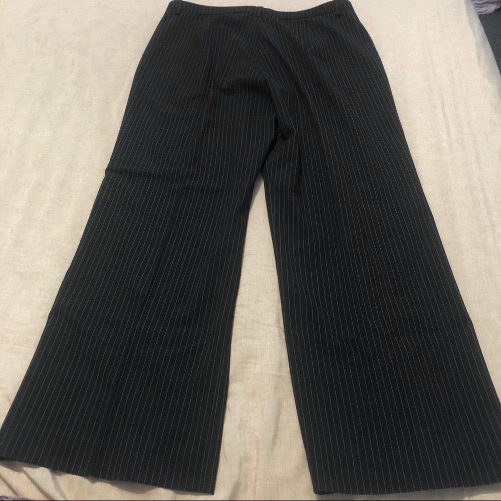 New Directions Black & White Pinstripes Wide Leg Trouser Button & Zip Closure - Picture 6 of 9